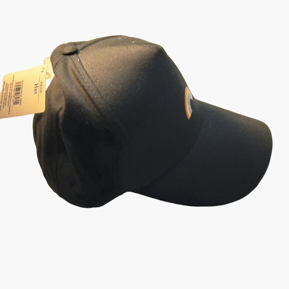 Black Rainbow Embroidered Baseball Cap Adjustable Strap Gay Pride LGBTQ - Picture 3 of 6